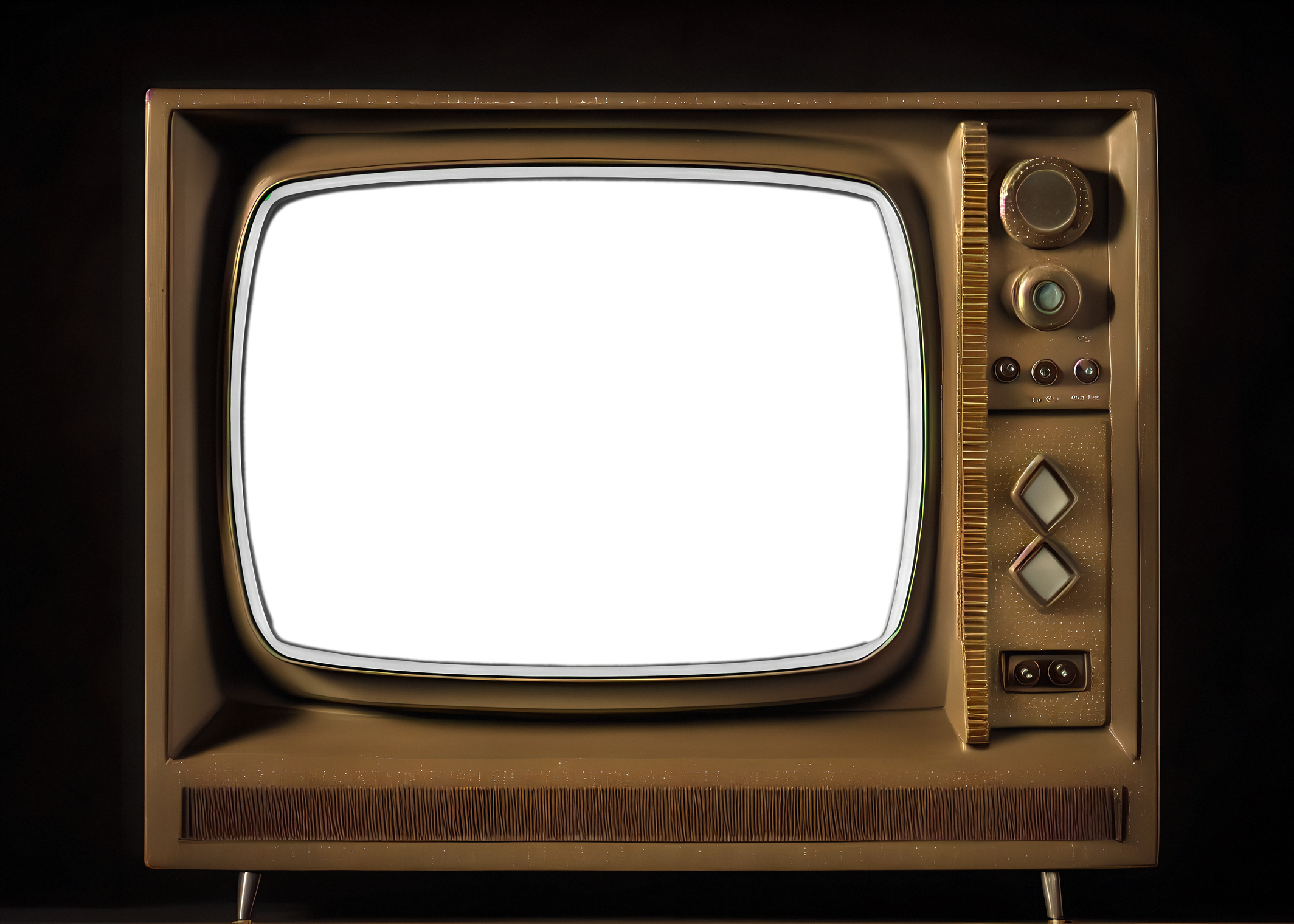 PNG TV set front shot old retro television set brown
